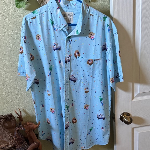 RSVLTS Other - RSVLTS Light Blue Fun Print Button Down Shirt